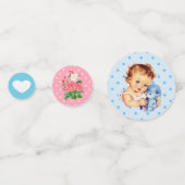 Roze Blauw Bloemen  Baby Teddy Bear Confetti (Voorkanten)