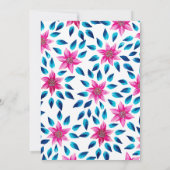 Roze Blauw Bloemen Blad Acryl Verf Afstuderen Kaart (Achterkant)