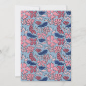 Roze Blauw Bloemen Blok Print Pensioenfeest Kaart (Achterkant)