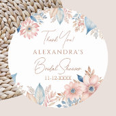 Roze Blauw Bloemen Boho Chic Vrijgezellenfeest Dan Ronde Sticker