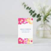 Roze Blauw Bloemen Chique Bruiloft Planner Visitekaartje (Staand voorkant)