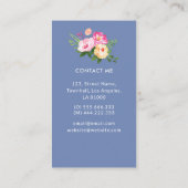 Roze Blauw Bloemen Chique Bruiloft Planner Visitekaartje (Achterkant)