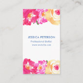 Roze Blauw Bloemen Chique Bruiloft Planner Visitekaartje (Voorkant)