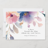 Roze Blauw Bloemen Christelijk Bijbel Verse Bruilo Kaart (Achterkant)