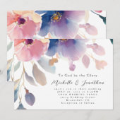 Roze Blauw Bloemen Christelijk Bijbel Verse Bruilo Kaart (Voorkant / Achterkant)