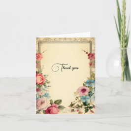 Roze Blauw  Bloemen Dank u Stationery Notitiekaartje
