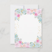 Roze Blauw Bloemen Geslacht onthullen Baby shower Bedankkaart (Achterkant)