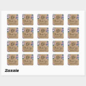Roze Blauw Bloemen Goud Waterverf Kraft Dank u Vierkante Sticker (Vel)
