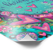  Roze Blauw Bloemen Hart Adem Quote Foto Afdruk (Hoek)