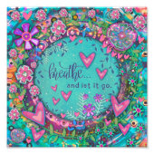  Roze Blauw Bloemen Hart Adem Quote Foto Afdruk (Voorkant)