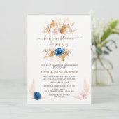 Roze blauw Bloemen Pampas Grass Baby in Bloom Kaart (Staand voorkant)