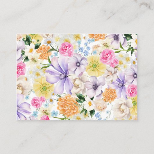 Roze & Blauw Bloemen Vrijgezellenfeest Advies en W Informatiekaartje (Achterkant)