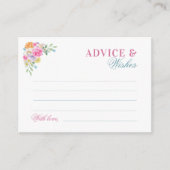 Roze & Blauw Bloemen Vrijgezellenfeest Advies en W Informatiekaartje (Voorkant)