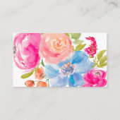  Roze Blauw Bloemen waterverf Bruidsregister Informatiekaartje (Achterkant)