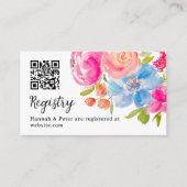  Roze Blauw Bloemen waterverf Bruidsregister Informatiekaartje (Voorkant)