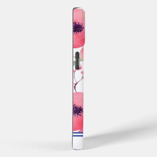 Roze & Blauw Bloemen Waterverf Custom Case-Mate iPhone Case (Achterkant / Rechts)