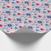 Roze & Blauw Bloemen Wrapping Papier (Hoek)