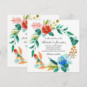 Roze Blauw Bloemenkrans Christelijk Bijbelhuwelijk Kaart (Voorkant / Achterkant)