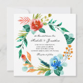 Roze Blauw Bloemenkrans Christelijk Bijbelhuwelijk Kaart (Voorkant)