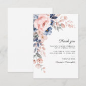Roze Blauw Bloemig Script Bruidsmeisje Borrel Bedankkaart (Voorkant / Achterkant)