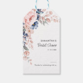 Roze Blauw Bloemig Script Bruidsmeisjesfeest Cadeaulabel (Voorkant)