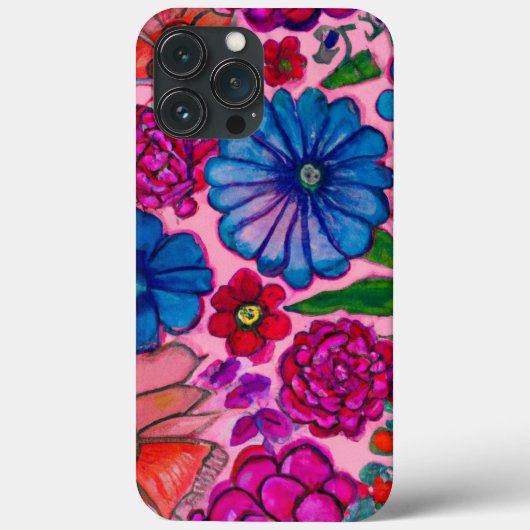 Roze & Blauw bloemontwerp Case-Mate iPhone Case (Achterkant)