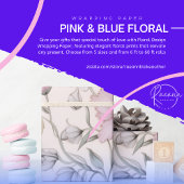 Roze & Blauw bloemontwerp inpakpapier
