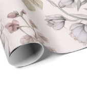 Roze & Blauw bloemontwerp inpakpapier (Rol Hoek)