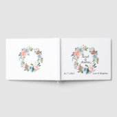 Roze Blauw Boho groen krans bruiloft Gastenboek (Volledig)