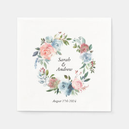 Roze Blauw Boho groen krans bruiloft Servet