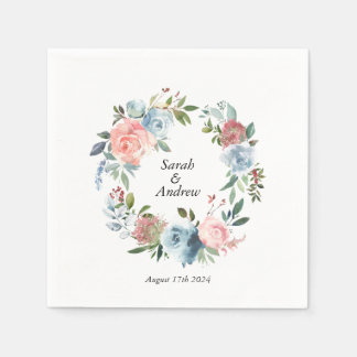 Roze Blauw Boho groen krans bruiloft Servet
