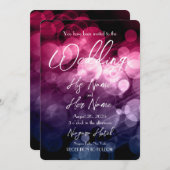 Roze Blauw Bokeh - Creëer Uw Eigen Bruiloft Kaart (Voorkant / Achterkant)