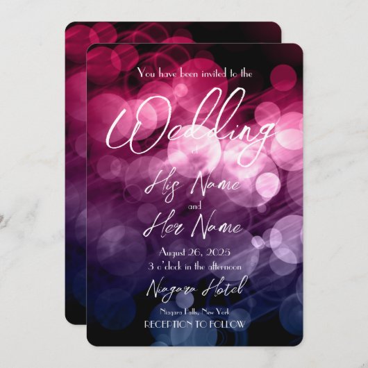 Roze Blauw Bokeh - Creëer Uw Eigen Bruiloft Kaart (Voorkant / Achterkant)
