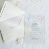 Roze Blauw Boog Genderneutraal Baby shower Acryl Uitnodigingen