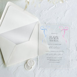 Roze Blauw Boog Genderneutraal Baby shower Acryl Uitnodigingen