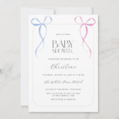 Roze Blauw Boog Genderneutraal Baby shower Kaart (Voorkant)