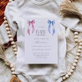 Roze Blauw Boog Genderneutraal Baby shower Kaart