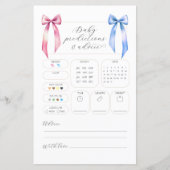 Roze Blauw Boog Voorspellingen Advies Baby shower  (Voorkant)