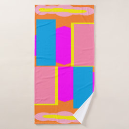 Roze blauw bord sinaasappel en citroen ontwerp badhanddoek