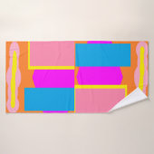 Roze blauw bord sinaasappel en citroen ontwerp badhanddoek (Badhanddoek)