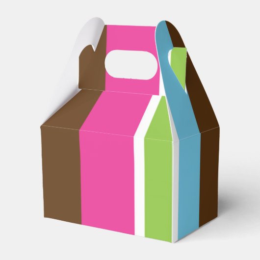 Roze Blauw Bruin Groene Modern Birthday Favor Bedankdoosjes (Voorkant Zijde)