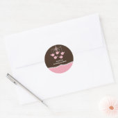 Roze Blauw & Bruin Olifant Mobiel Dank u Ronde Sticker (Envelop)