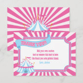 Roze, blauw | Carnival Hartelijk dank Bedankkaart (Voorkant / Achterkant)