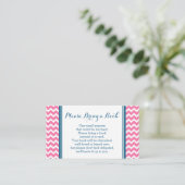 Roze Blauw Chevron Baby shower Boek Aanvraag Kaart (Staand voorkant)
