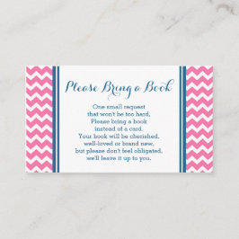 Roze Blauw Chevron Baby shower Boek Aanvraag Kaart
