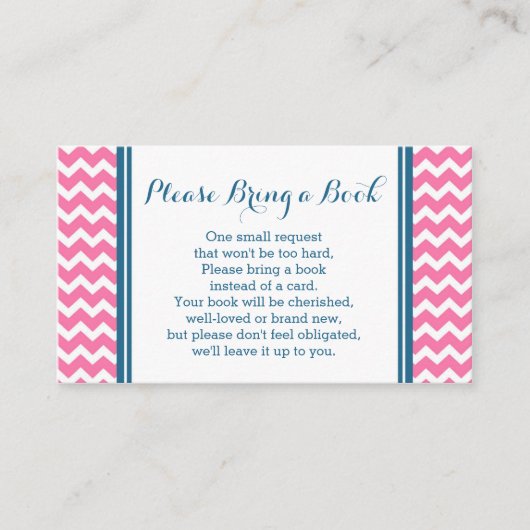Roze Blauw Chevron Baby shower Boek Aanvraag Kaart (Voorkant)