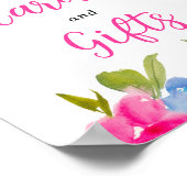 Roze blauw chique Boho floral waterverf bruidsbord Poster (Hoek)