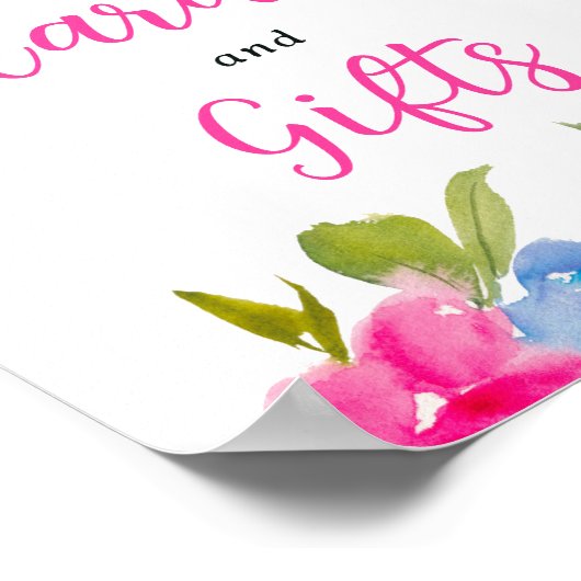 Roze blauw chique Boho floral waterverf bruidsbord Poster (Hoek)