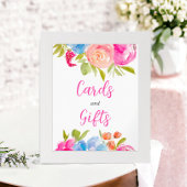 Roze blauw chique Boho floral waterverf bruidsbord Poster