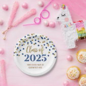 Roze Blauw Confetti Afstuderen 2025 Papieren Bordje (Feest)